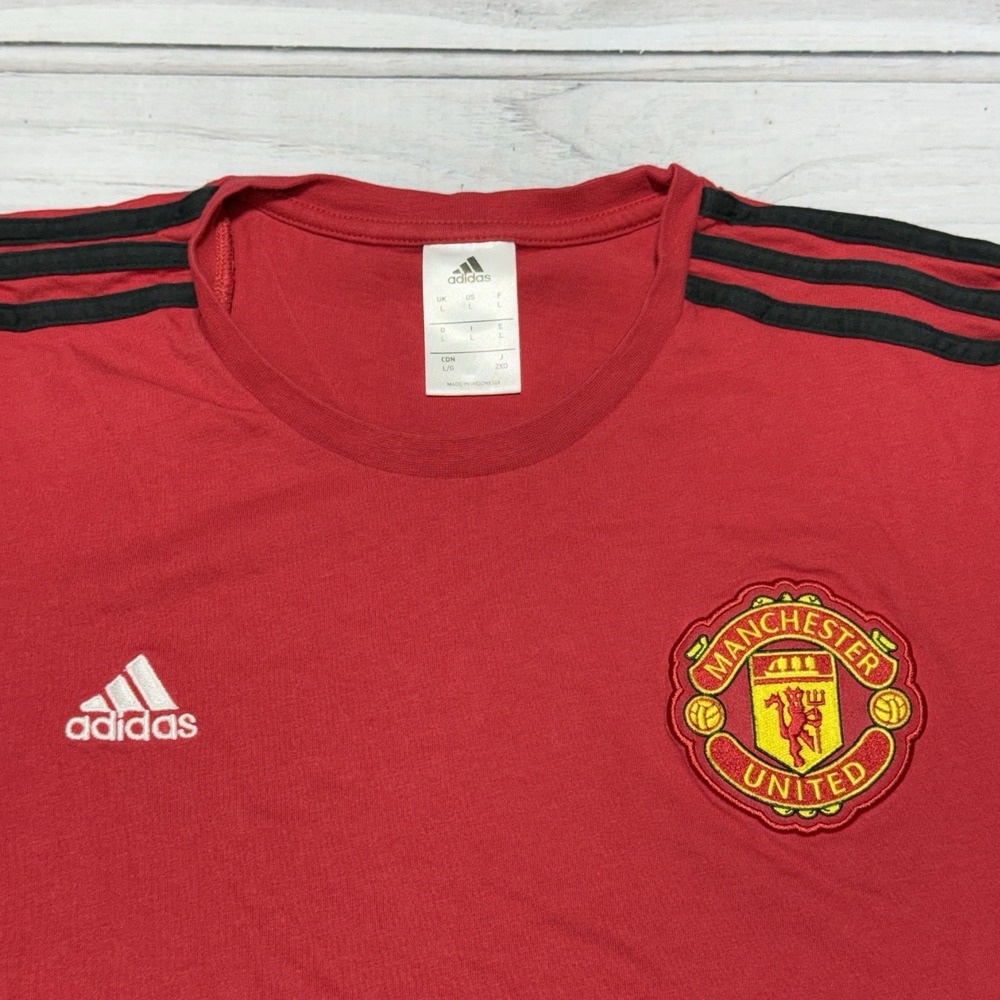 adidas Manchester United Shirt Large Red Training Football Soccer Top BQ2226 - Picture 2 of 7